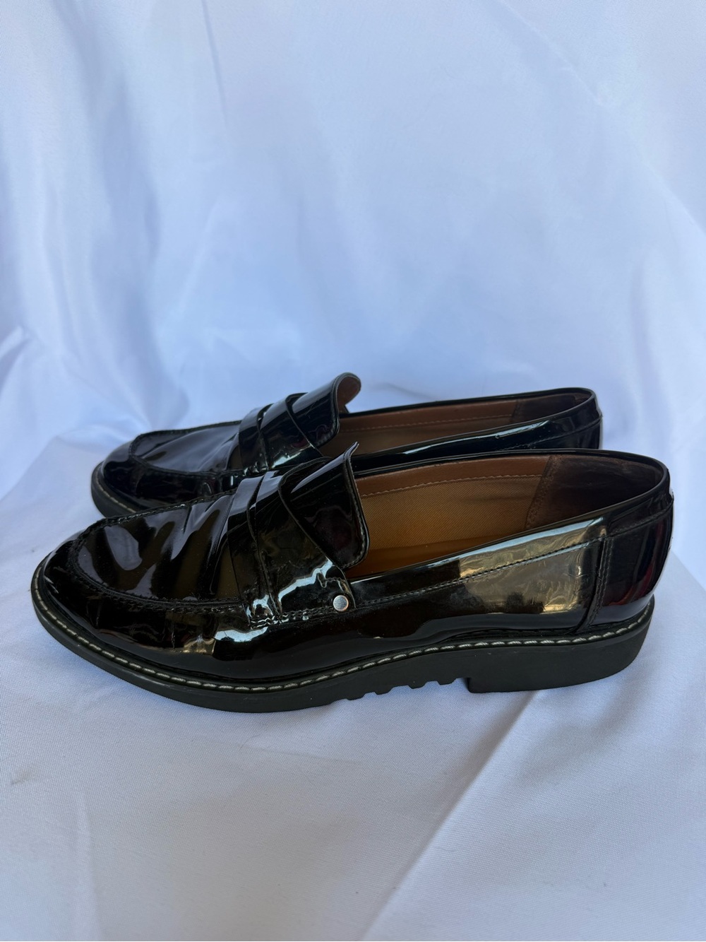 Franco Sarto Cassandra Black Patent Leather Penny Loafer Size 8.5 - Picture 7 of 12